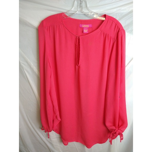 Catherines Tops - Catherines Open Arm Sleeve Keyhole Front Tunic Top Blouse Women XL Coral Pink